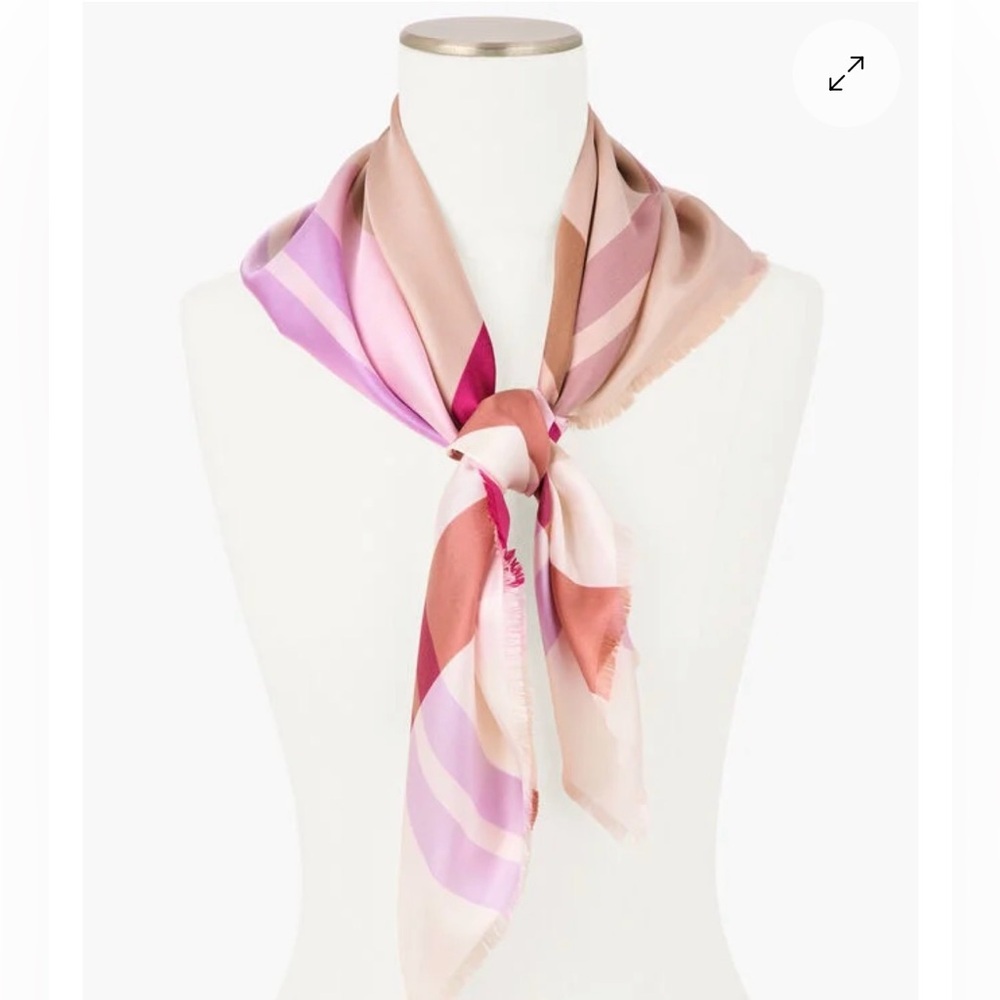 Talbots Echo Plaid Square Scarf - 100% Silk